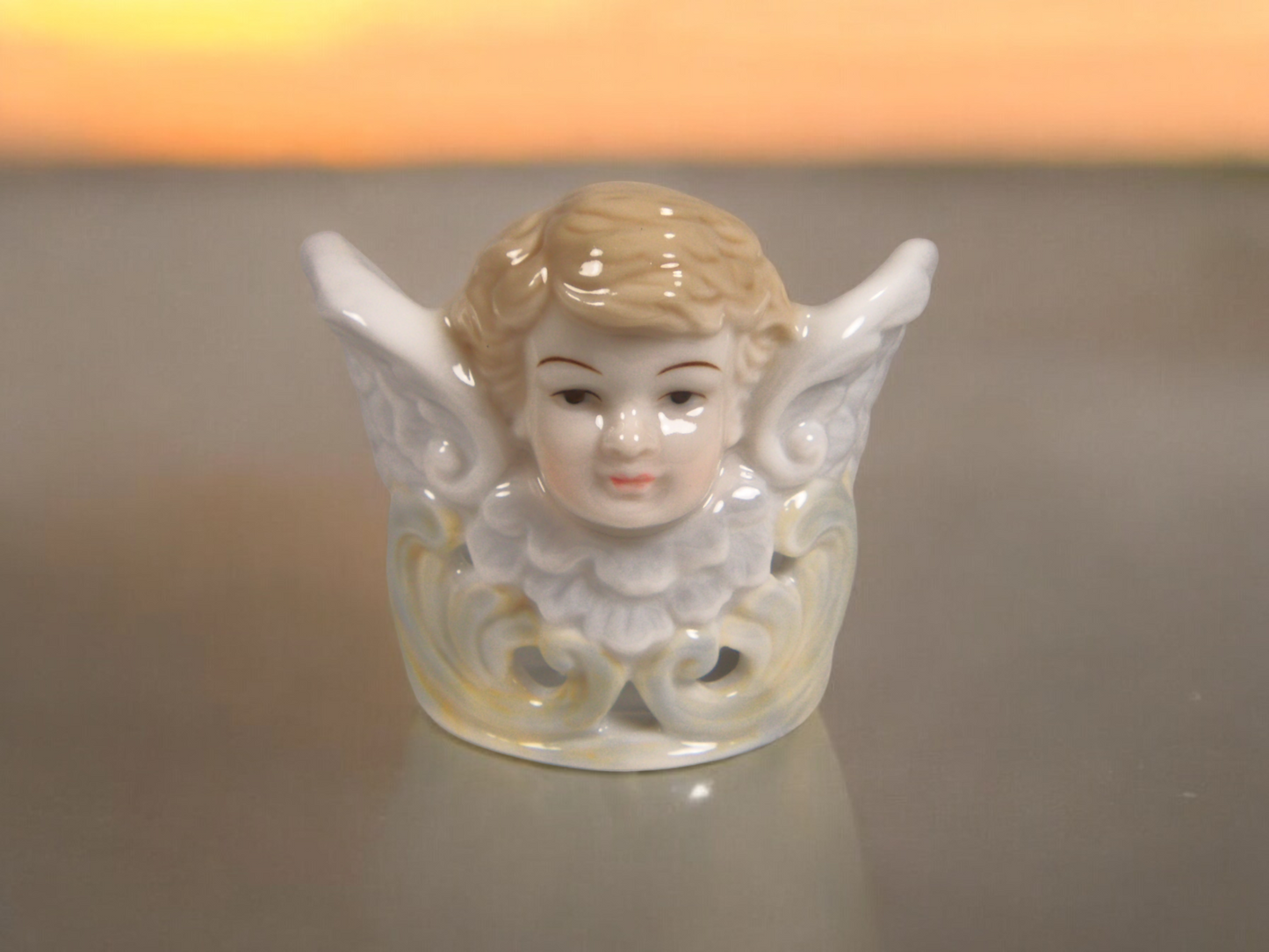 Ceramic Cherub Angel Votive Candle Holder, Religious Decor, Religious Gift, Gift for Her, Gift for Mom