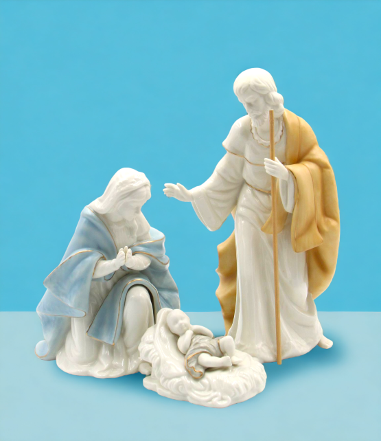 Porcelain Nativity Figurine Set Of 3, Home Décor, Religious Décor, Religious Gift, Church Décor, Baptism Gift