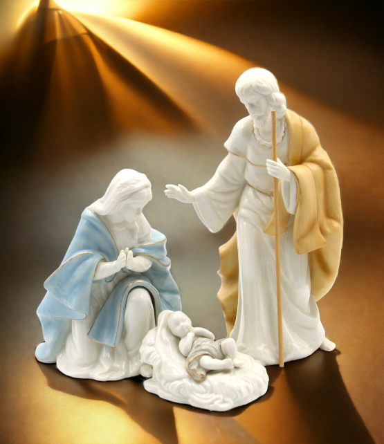 Porcelain Nativity Figurine Set Of 3, Home Décor, Religious Décor, Religious Gift, Church Décor, Baptism Gift