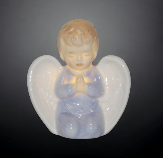 Ceramic Praying Angel Boy Led Night Light, Home Décor, Religious Décor, Religious Gift, Church Décor, Baptism Gift