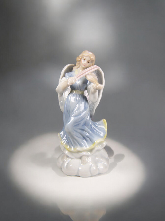 Ceramic Angel Playing Violin Figurine, Religious Decor, Religious Gift, Gift for Her, Gift for Mom, Vintage Decor