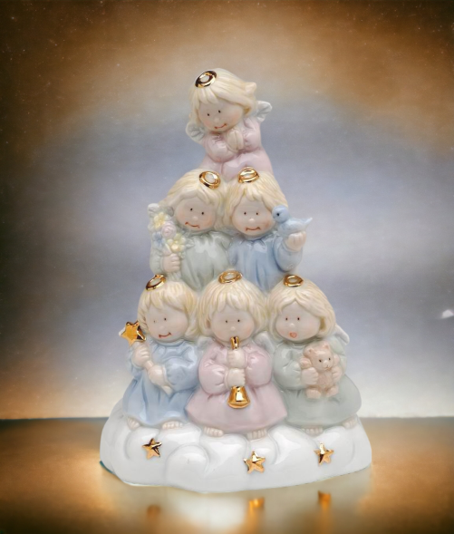 Ceramic Angel Tree Music Box, Home Décor, Religious Décor, Religious Gift, Church Décor, Baptism Gift, Nursery Room Decor