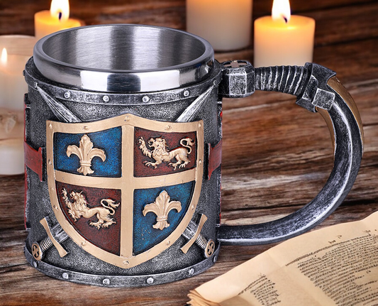 Resin and Stainless Steel Medieval Mug, Gift for Him, Beer Mug, Medieval Decor