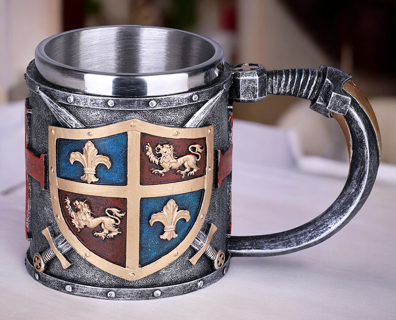 Resin and Stainless Steel Medieval Mug, Gift for Him, Beer Mug, Medieval Decor