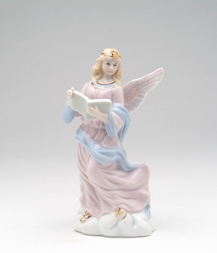 Ceramic Angel Holding Book Figurine, Religious Décor, Religious Gift, Church Décor, Church Gift, Baptism Gift