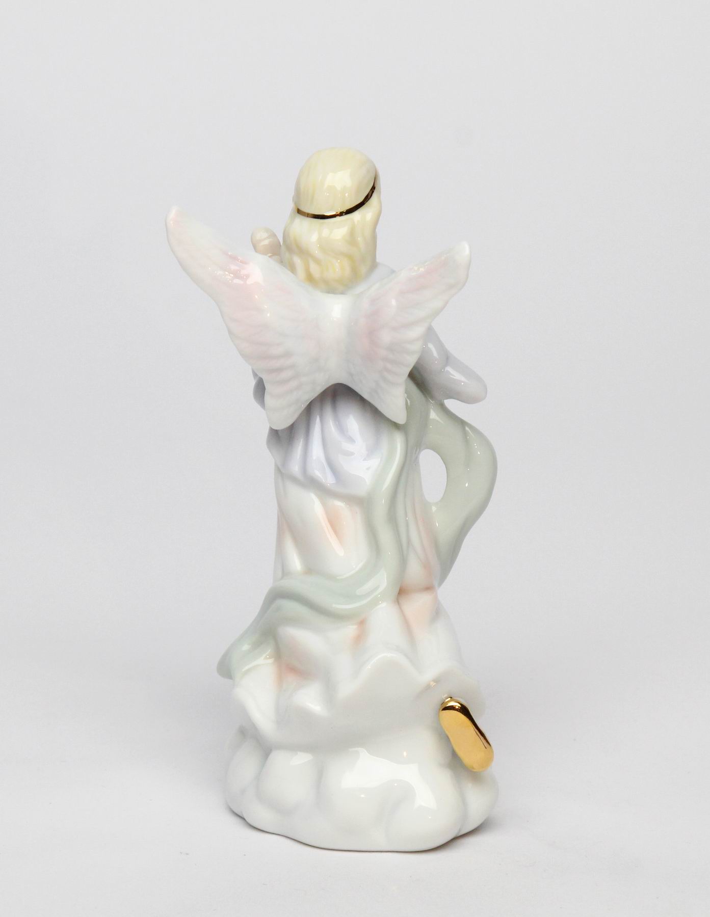 Ceramic Angel Playing Harp Figurine, Religious Décor, Religious Gift, Church Décor, Church Gift, Baptism Gift