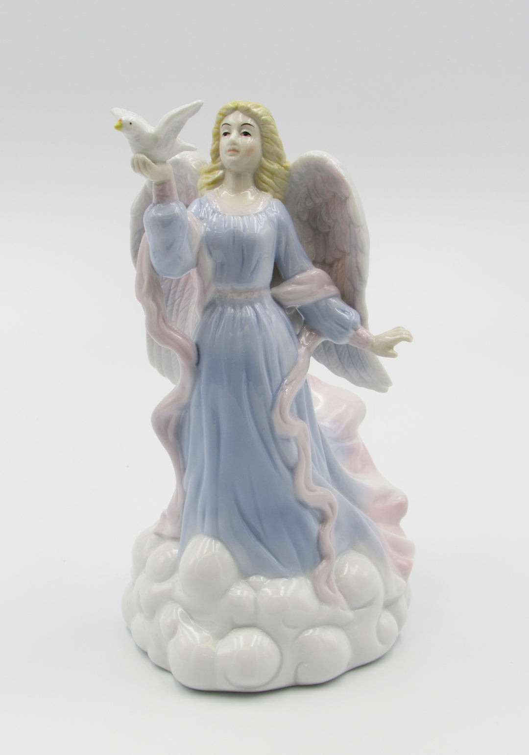 Ceramic Angel with Dove Bird Figurine, Religious Décor, Religious Gift, Church Décor, Church Gift, Baptism Gift