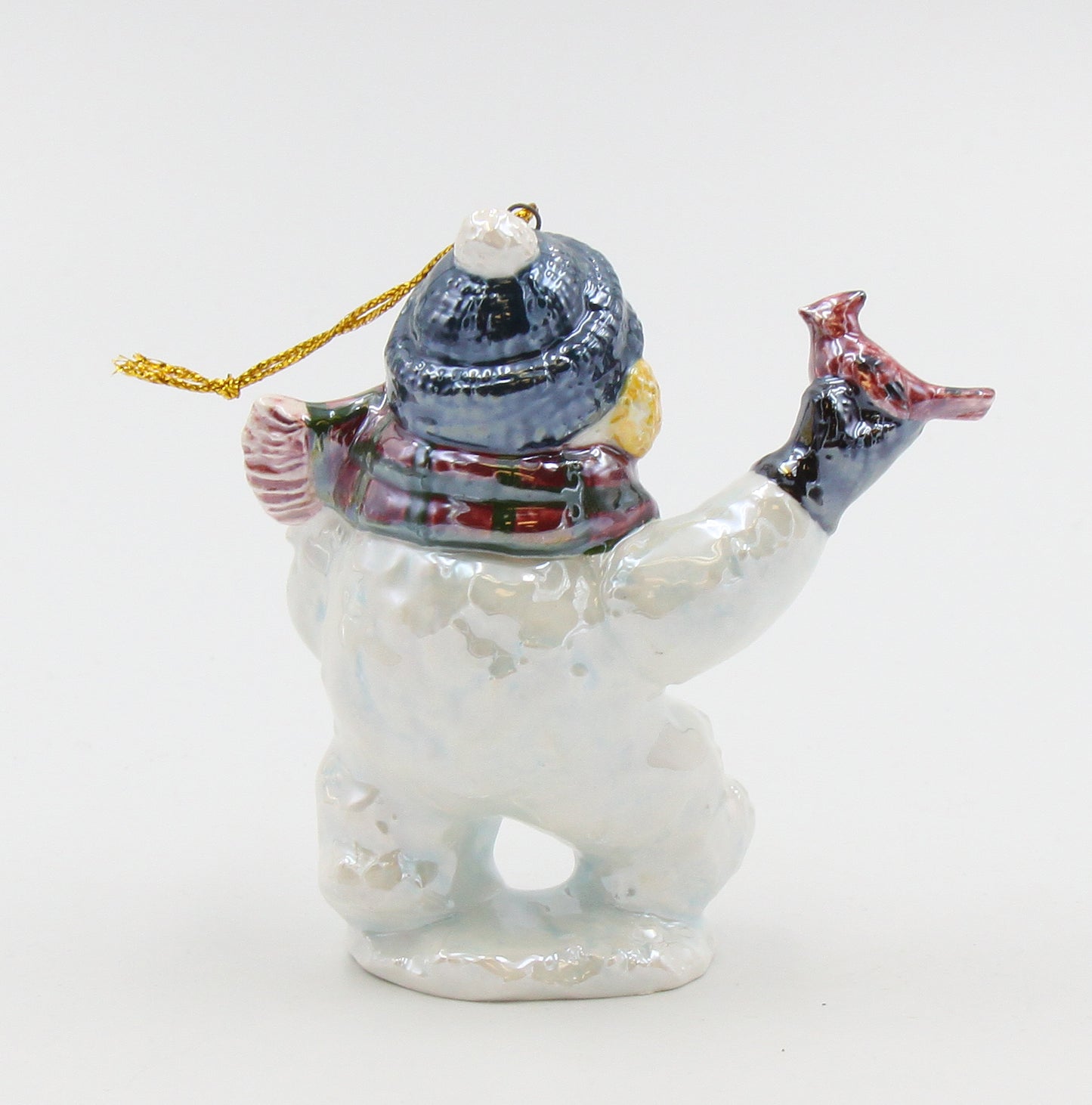 Ceramic Snowman with Bird and Birdhouse Ornament, Home Décor, Gift for Her, Mom, Christmas tree Décor