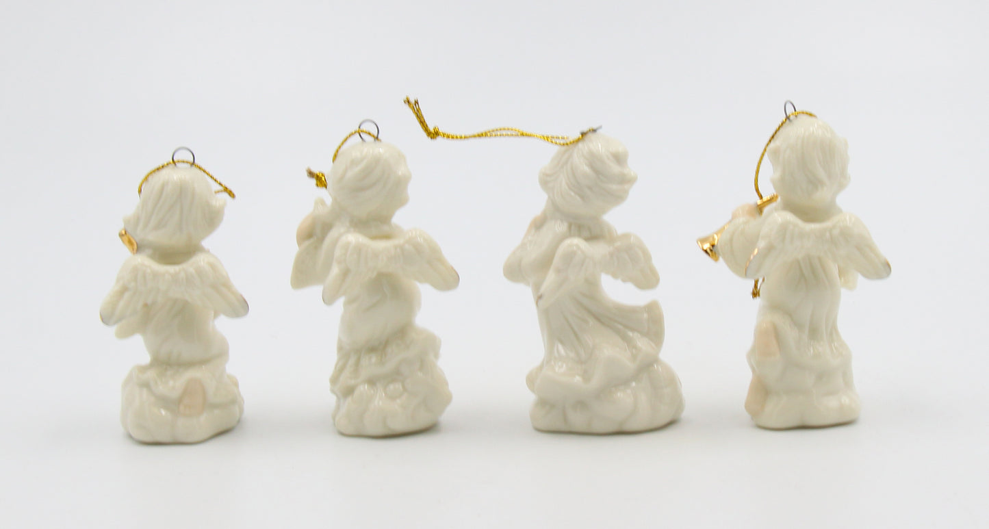 Ceramic Angel Ornaments-Set of 4, Religious Décor, Religious Gift, Church Décor, Church Gift, Baptism Gift