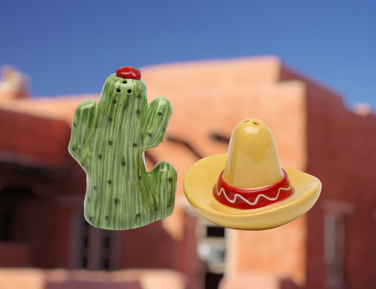 Ceramic Cactus And Sombrero Hat Salt & Pepper Shakers, Home Décor, Gift for Him, Dad, Her, Mom, Kitchen Décor, Mexican Decor