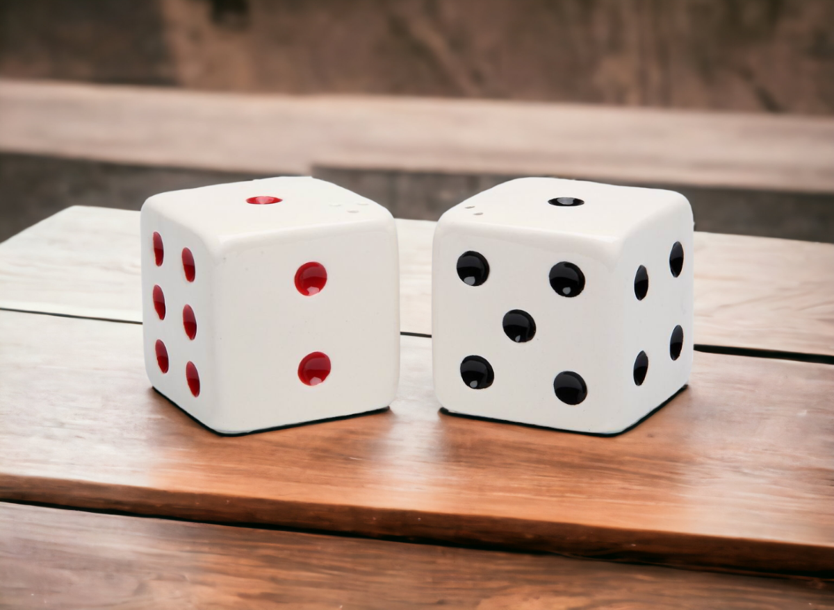 Hand Painted Ceramic Dice Salt & Pepper Shakers, Home Décor, Gift for Him, Gift for Dad, Kitchen Décor, Game Room Decor
