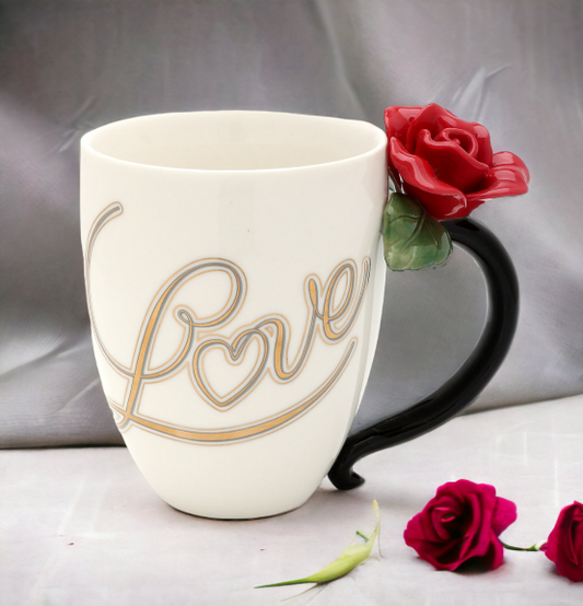 Ceramic Red Rose Mug, Home Décor, Gift for Her, Gift for Mom, Kitchen Décor, Valentine’s Day Décor, Romantic Décor