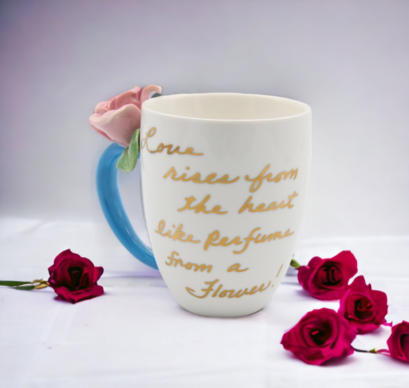 Ceramic Pink Rose Mug, Home Décor, Gift for Her, Gift for Mom, Kitchen Décor, Valentine’s Day Décor, Romantic Décor