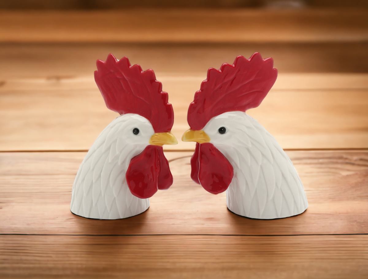 Ceramic Rooster Head Salt & Pepper Shakers, Home Décor, Gift for Her, Gift for Mom, Kitchen Décor, Farmhouse Décor, Fall Decor