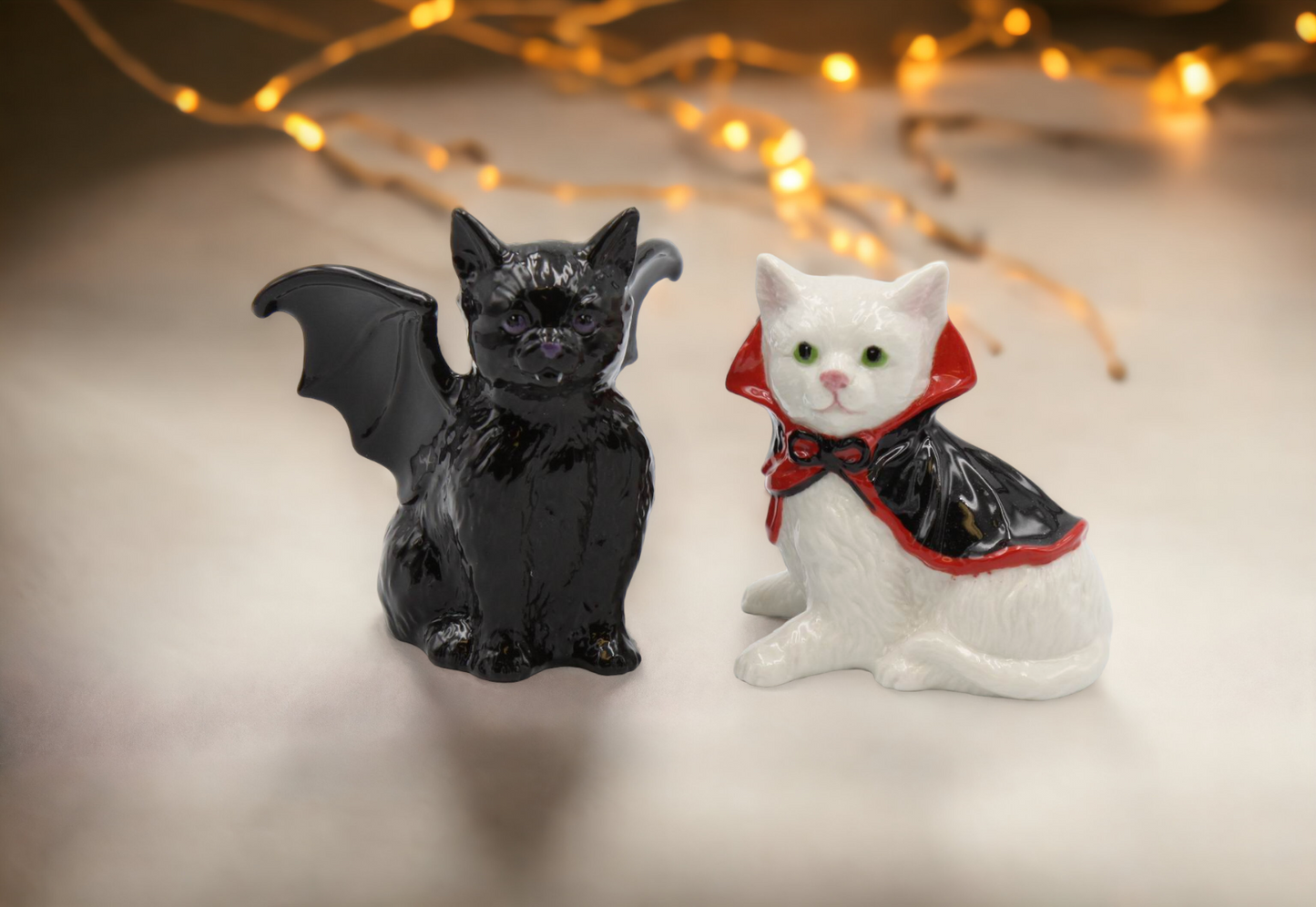 Ceramic Halloween Vampire & Dracula Cat Salt And Pepper Shakers, Home Décor, Gift for Her or Mom, Kitchen Décor, Fall Décor