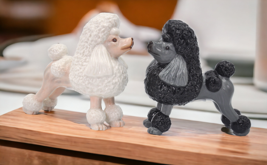 Ceramic Poodle Dogs Salt and Pepper Shakers, Home Décor, Gift for Her, Gift for Mom, Kitchen Décor, Dog Lover Gift, Pet Loss Gift