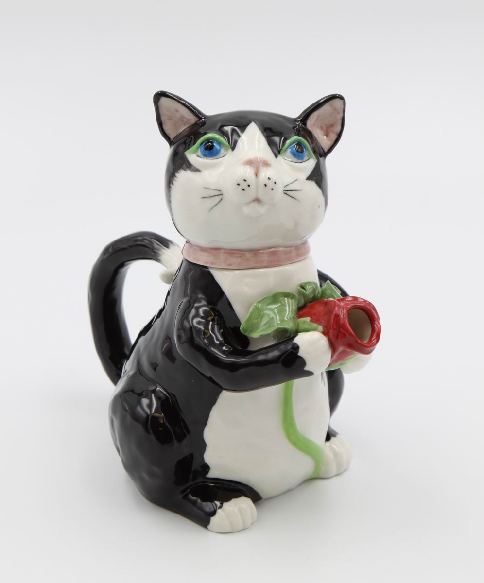 Ceramic Black Cat Teapot, Home Décor, Gift for Her, Gift for Mom, Tea Party Décor, Cat Lovers Gift, Pet Loss Gift