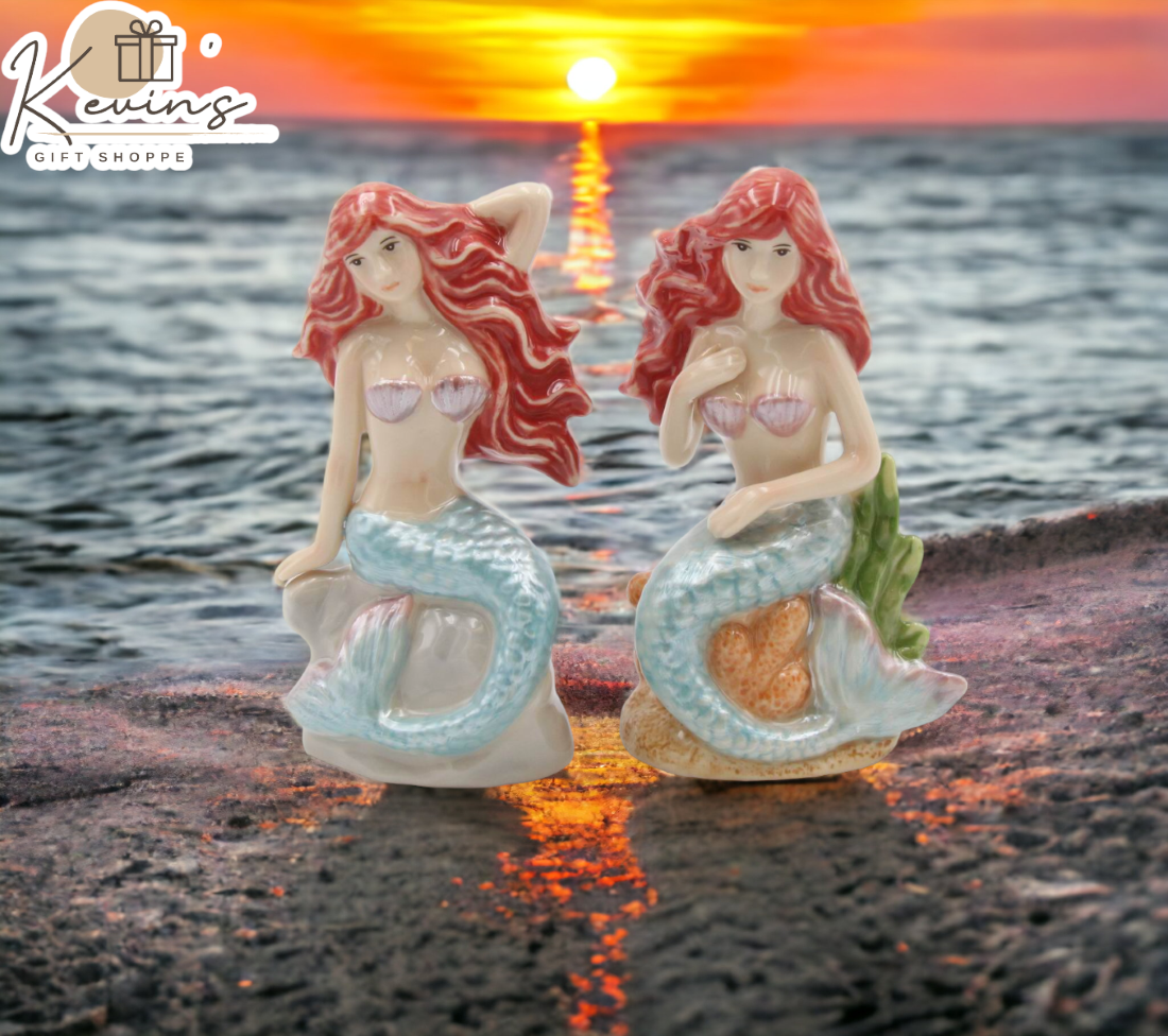 Hand Painted Ceramic Mermaid Salt And Pepper Shakers, Home Décor, Gift for Her, Gift for Mom, Kitchen Décor