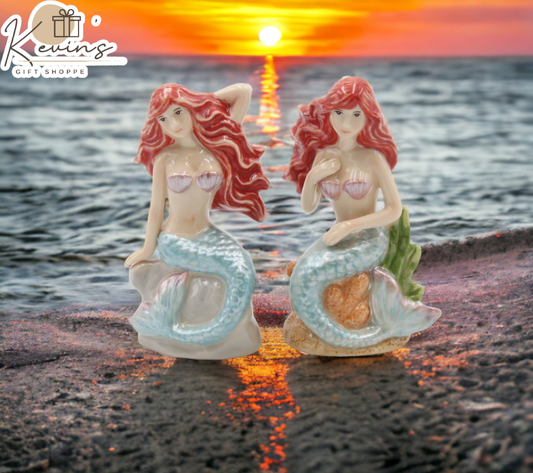 Hand Painted Ceramic Mermaid Salt And Pepper Shakers, Home Décor, Gift for Her, Gift for Mom, Kitchen Décor