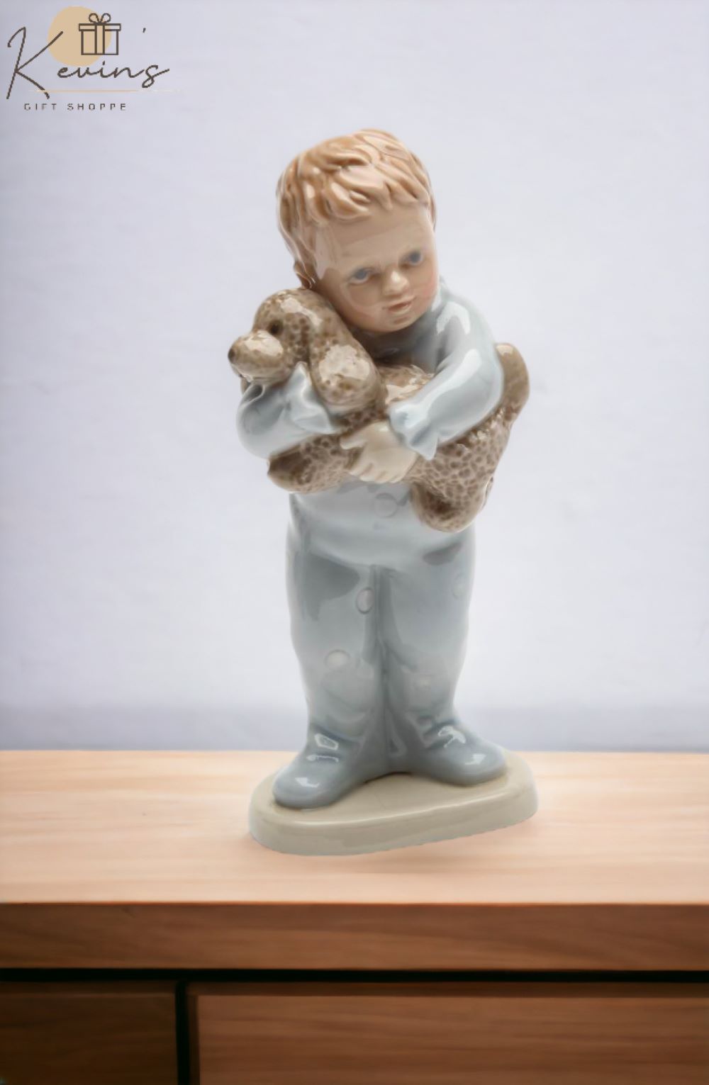 Ceramic Little Boy Holding Puppy Dog Figurine, Home Décor, Gift for Her, Gift for Mom, Kitchen Décor, Dog Lover Gift, Pet Loss Gift