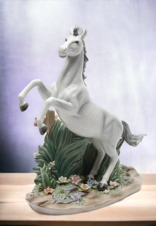 Ceramic White Stallion Horse Figurine, Home Décor, Gift for Her, Gift for Mom, Farmhouse Décor, Office Decor, Horse Lover Gift