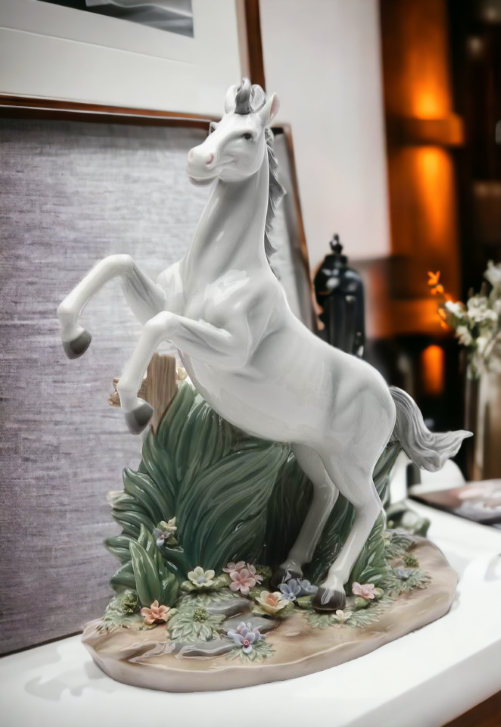 Ceramic White Stallion Horse Figurine, Home Décor, Gift for Her, Gift for Mom, Farmhouse Décor, Office Decor, Horse Lover Gift