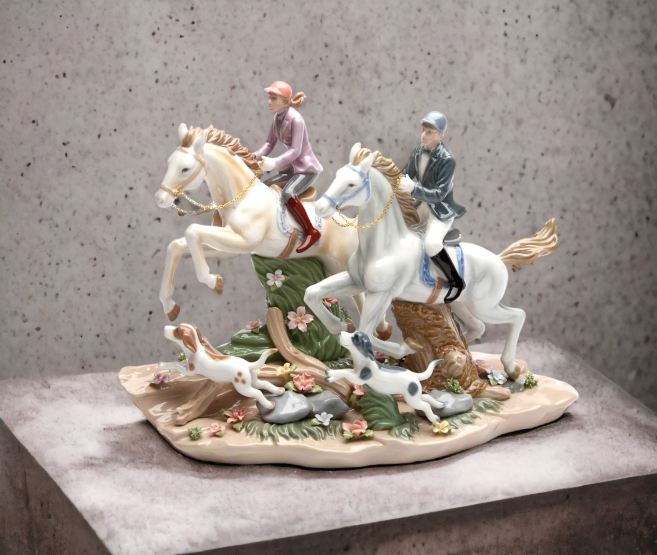 Call Of The Hunt-Ceramic Horses and Dogs, Home Decor, Horse Lover Gift, Equestrian Gift, Farmhouse Decor