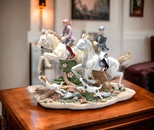 Call Of The Hunt-Ceramic Horses and Dogs, Home Decor, Horse Lover Gift, Equestrian Gift, Farmhouse Decor
