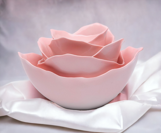 Ceramic Pink Rose Bowl-Set Of 5, Home Décor, Gift for Her, Gift for Mom, Kitchen Décor, Valentine’s Day Décor, Romantic Wedding Décor