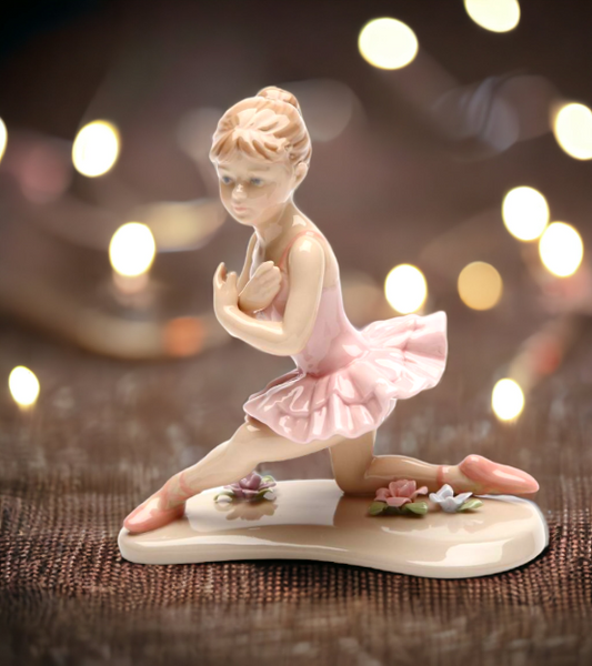 Ceramic Knee Down Ballerina In Pink Figurine, Home Décor, Gift for Her, Gift for Daughter, Gift for Ballerina Dancer
