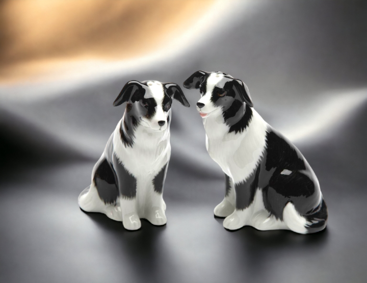 Ceramic Black and White Border Collie Dog Salt & Pepper Shakers, Home Décor, Gift for Her, Gift for Mom, Kitchen Décor, Dog Lover Gift