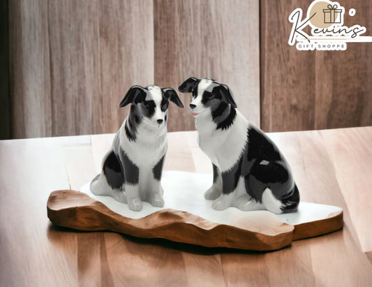 Ceramic Black and White Border Collie Dog Salt & Pepper Shakers, Home Décor, Gift for Her, Gift for Mom, Kitchen Décor, Dog Lover Gift