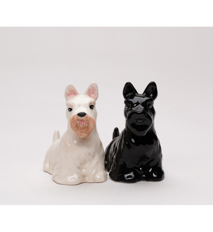 Ceramic Black and White Scottish Terrier Salt & Pepper Shakers, Terrier Owner Gift, Dog Lover Gift