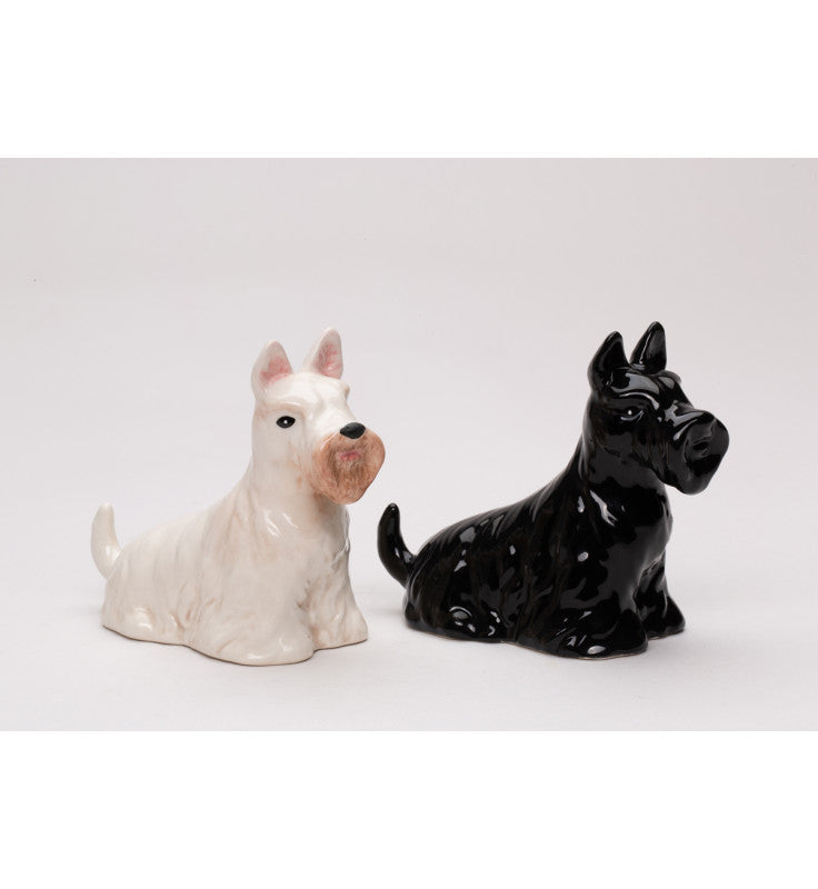 Ceramic Black and White Scottish Terrier Salt & Pepper Shakers, Terrier Owner Gift, Dog Lover Gift