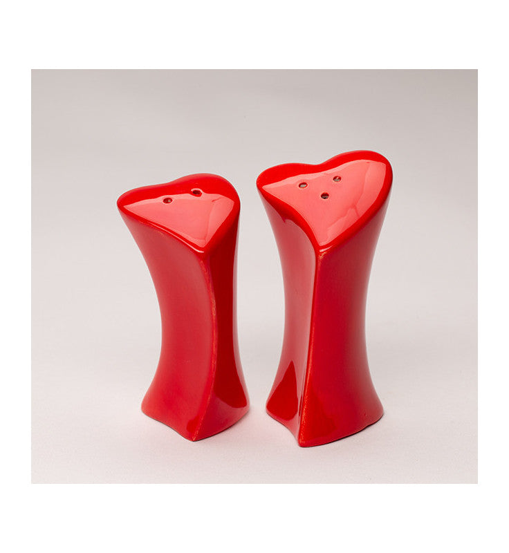 Ceramic Valentine Red Hearts Salt and Pepper Shakers