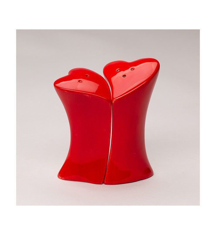 Ceramic Valentine Red Hearts Salt and Pepper Shakers