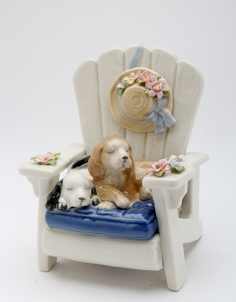 Ceramic Dogs On Garden Chair Music Box, Home Décor, Gift for Her, Gift for Mom, Kitchen Décor, Dog Lover Gift, Pet Loss Gift