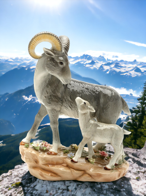 Ceramic Mountain Ram Figurine, Home Décor, Gift for Her, Gift for Mom, Kitchen Décor, Nature Lover Gift