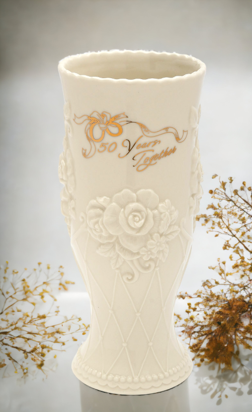 Ceramic 50th Anniversary Flower Vase, Anniversary Décor or Gift