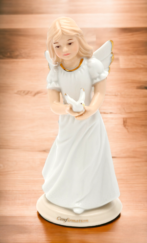 Ceramic Confirmation Angel Figurine, Religious Décor, Religious Gift, Church Décor, Church Gift, Baptism Gift