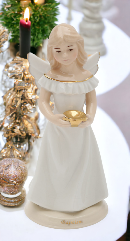 Ceramic Baptism Angel, Religious Décor, Religious Gift, Church Décor, Church Gift, Baptism Gift