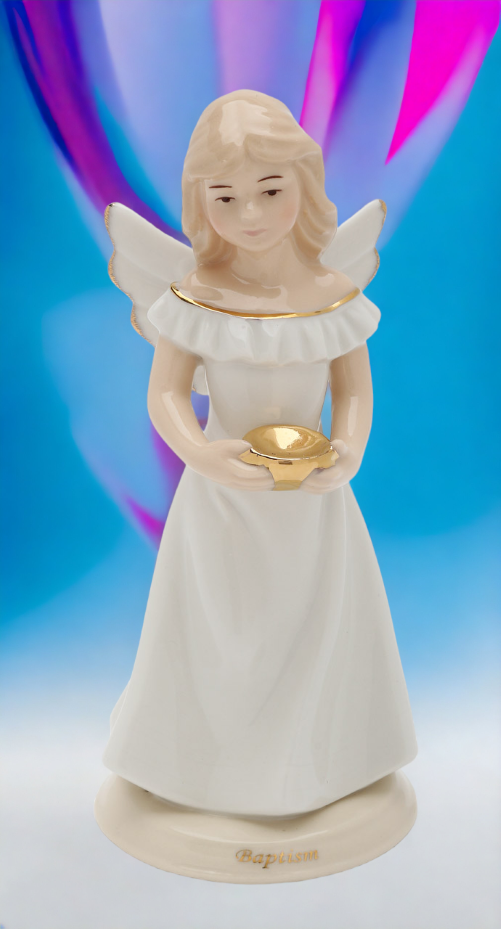 Ceramic Baptism Angel, Religious Décor, Religious Gift, Church Décor, Church Gift, Baptism Gift