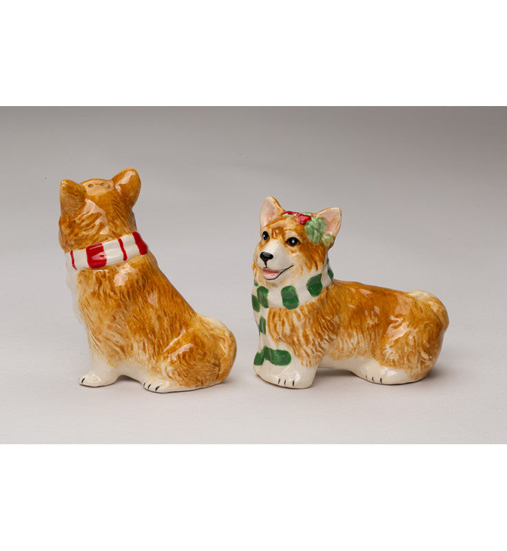 Ceramic Corgi Christmas Salt and Pepper Shakers
