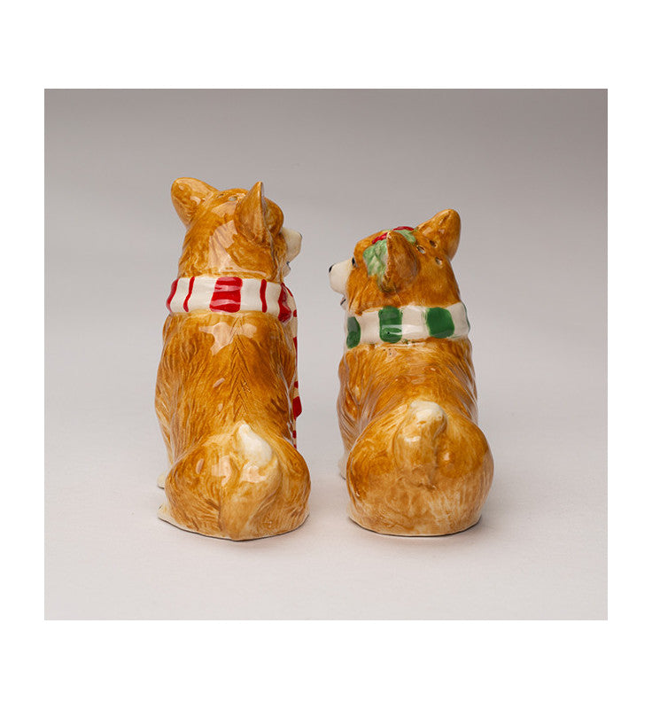 Ceramic Corgi Christmas Salt and Pepper Shakers