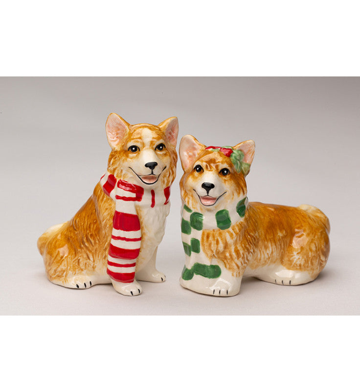 Ceramic Corgi Christmas Salt and Pepper Shakers