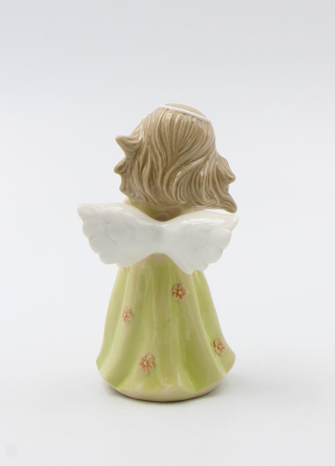 Ceramic Angel In Green Dress Figurine, Religious Décor, Religious Gift, Church Décor, Church Gift, Baptism Gift