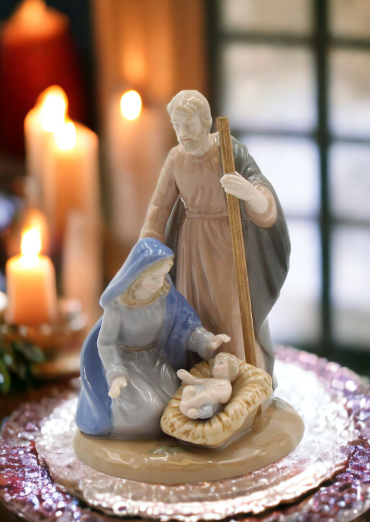 Ceramic Small Size Holy Family Nativity Figurine, Home Décor, Religious Décor, Religious Gift, Church Décor, Baptism Gift