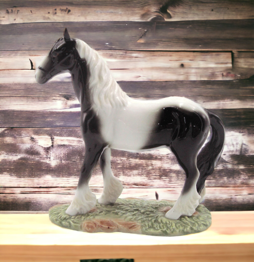 Ceramic Black And White Horse Figurine, Gift for Him, Her, Mom, Dad, Cowboy, Home Decor, Office Decor, Farmhouse Decor