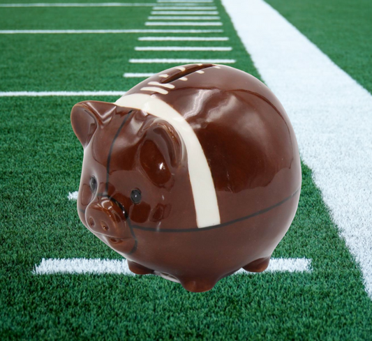 Ceramic Piggy Bank Football, Home Décor, Gift for Him, Gift for Dad, Gift for Son, Kid’s Room Décor, Game Room Decor