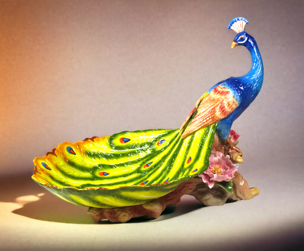 Ceramic Peacock With Relaxed Tail, Candy Dish or Fragrance Holder, Home Décor, Gift for Her, Gift for Mom, Kitchen Décor, Birdwatcher Gift